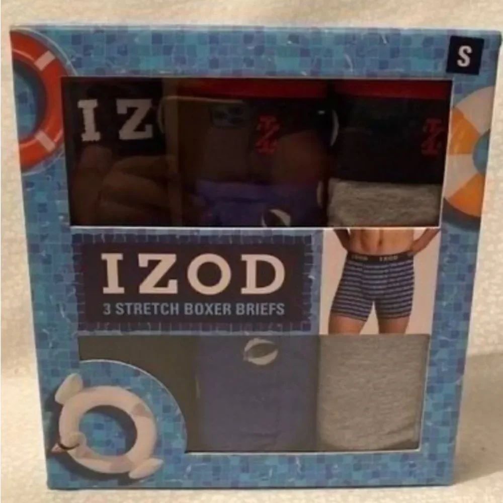 IZOD Mens 3 Stretch Boxer Briefs Small